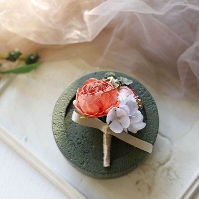 Picture of Wedding Boutonniere Bouquet Chest Brooch For Suit Lapel Fashion Accessories (1PS) (Peach & Mof Pink)