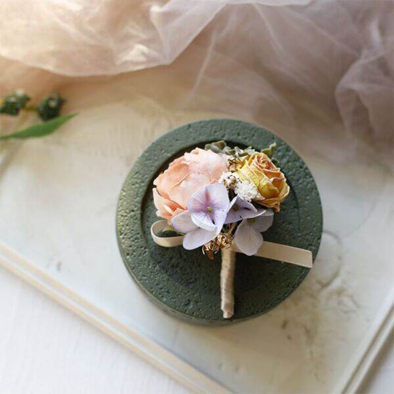 Picture of Wedding Boutonniere Bouquet Chest Brooch For Suit Lapel Fashion Accessories (1PS) (Light Peach & Yellow)