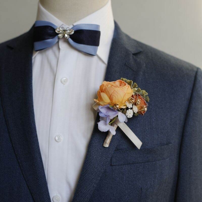 Picture of Wedding Boutonniere Bouquet Chest Brooch For Suit Lapel Fashion Accessories (1PS) (Orange & Brown)