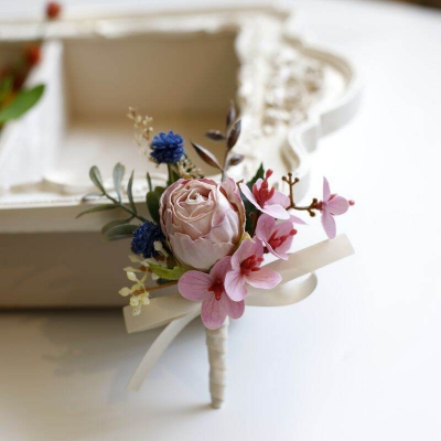 Picture of Wedding Boutonniere Bouquet Chest Brooch For Suit Lapel Fashion Accessories (1PS) (Light Purple Corsage)