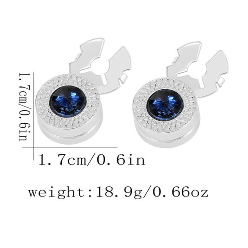 Picture of Cufflinks Style Stoned Round Button Cover Pair Set For Men (1 Pair) (Silver Golden Stone)
