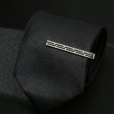 Picture of Men's Simple G-Shaped Tie Clip Geometric 6cm Black Line Formal Professional Tie Clip (1p) (Lightning,Int: One size)
