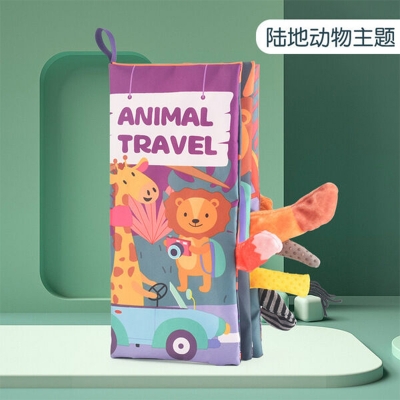 Picture of Tail Cloth Book Baby Toy Book - (0-1y) Baby Enlightenment Early English Education (Animal Travel)
