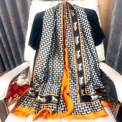 Picture of Printed Satin Silk Scarf - Spring and Autumn new sun protection printing lengthened shawl/Scarf for women (180*90cm) (LJD-023,One size fits all)