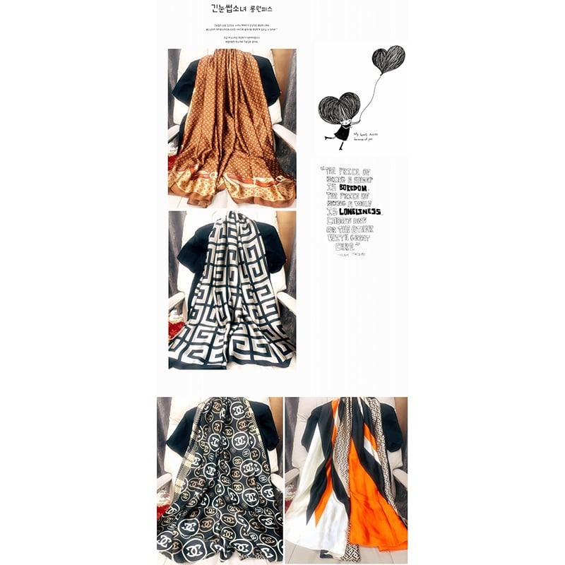 Picture of Printed Satin Silk Scarf - Spring and Autumn new sun protection printing lengthened shawl/Scarf for women (180*90cm) (LJD-034,One size fits all)