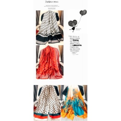 Picture of Printed Satin Silk Scarf - Spring and Autumn new sun protection printing lengthened shawl/Scarf for women (180*90cm) (LJD-029,One size fits all)