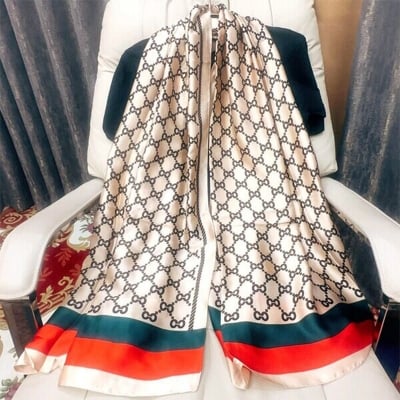 Picture of Printed Satin Silk Scarf - Spring and Autumn new sun protection printing lengthened shawl/Scarf for women (180*90cm) (LJD-003,One size fits all)