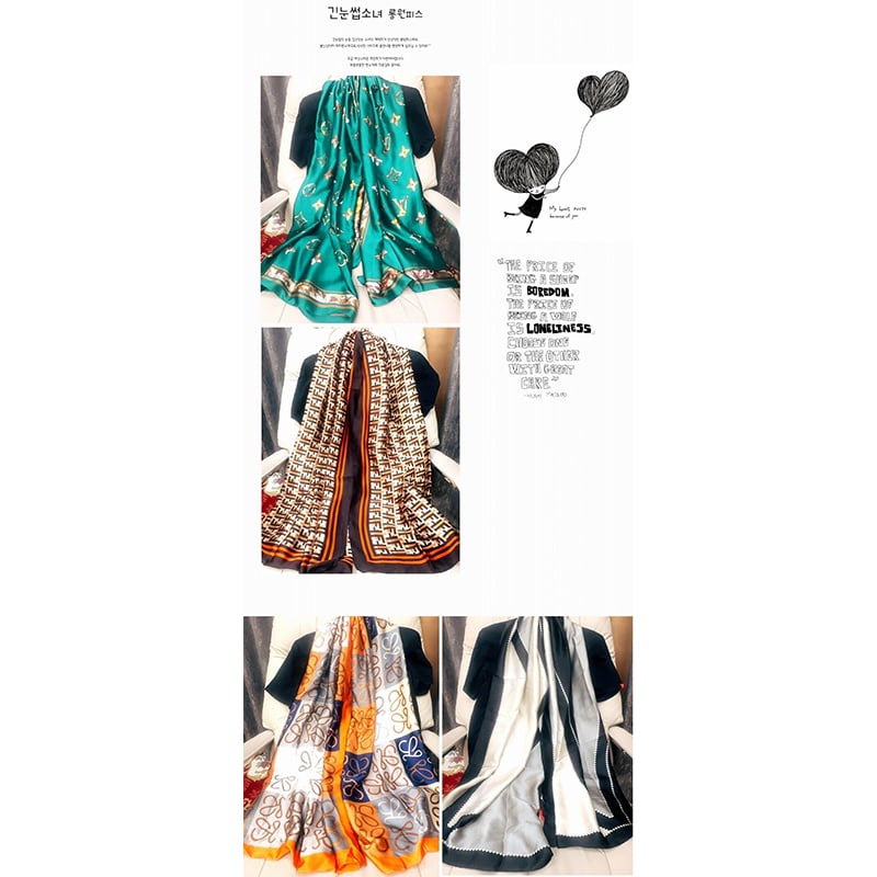 Picture of Printed Satin Silk Scarf - Spring and Autumn new sun protection printing lengthened shawl/Scarf for women (180*90cm) (LJD-013,One size fits all)