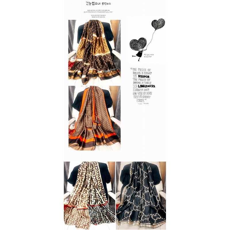 Picture of Printed Satin Silk Scarf - Spring and Autumn new sun protection printing lengthened shawl/Scarf for women (180*90cm) (LJD-017,One size fits all)