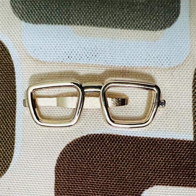 Picture of Spectacles Casual Metal Tie Clip For Men Shirt Accessories (Spectacle Gold)