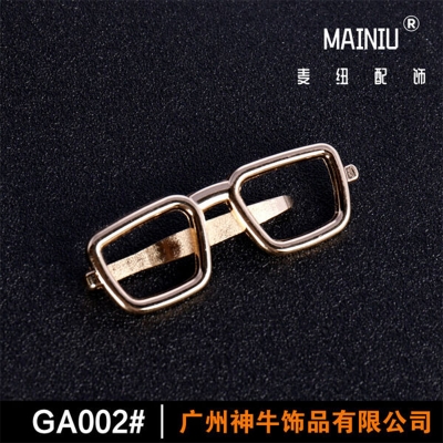 Picture of Spectacles Casual Metal Tie Clip For Men Shirt Accessories (Spectacle Gold)
