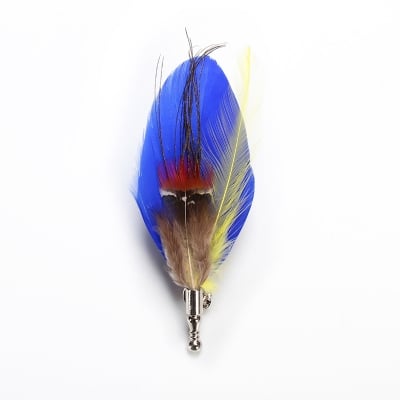 Picture of Korean High-end Classic Peacock Feather Colorful Brooch Buckle Lapel Pin (Multi Feather Blue)