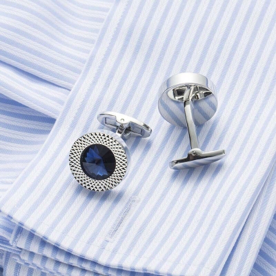 Picture of Blue Crystal Cone Cufflinks For Men's Shirt Taper Cufflinks (Int: One size)