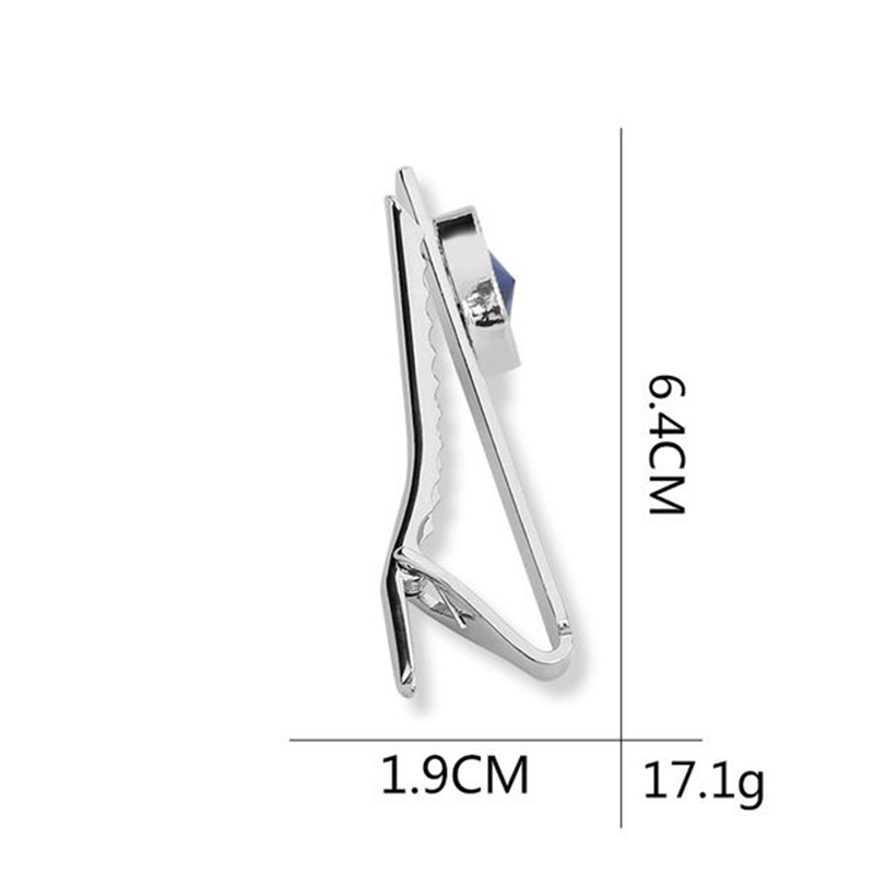 Picture of European and American fashion trend men Blue Stone Silver Metal tie clip (Silver)