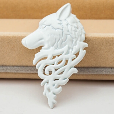 Picture of Vintage Wolf Head Brooches For Men Fashion Suit Collar Pin (1PS) (Light Ash)