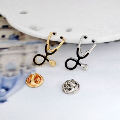 Picture of Stethoscope Brooch Lapel pin Health Care Profession/Student Brooch/Lapel Pin (1PS) (1 Golden & 1 Silver)