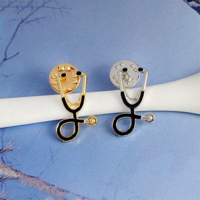 Picture of Stethoscope Brooch Lapel pin Health Care Profession/Student Brooch/Lapel Pin (1PS) (1 Golden & 1 Silver)