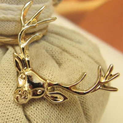 Picture of 1p Deer Skull brooch pin buckle for men women outfit fashion accessories (Gold)