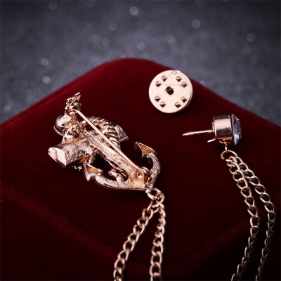 Picture of Anchor Stone Chain Brooch For Men & Women Fashion Suit Accessories (Gold)