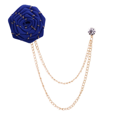 Picture of Flower Wedding Brooches Rose Flower Brooch Lapel Pin For Men's Suit Accessories (Blue)