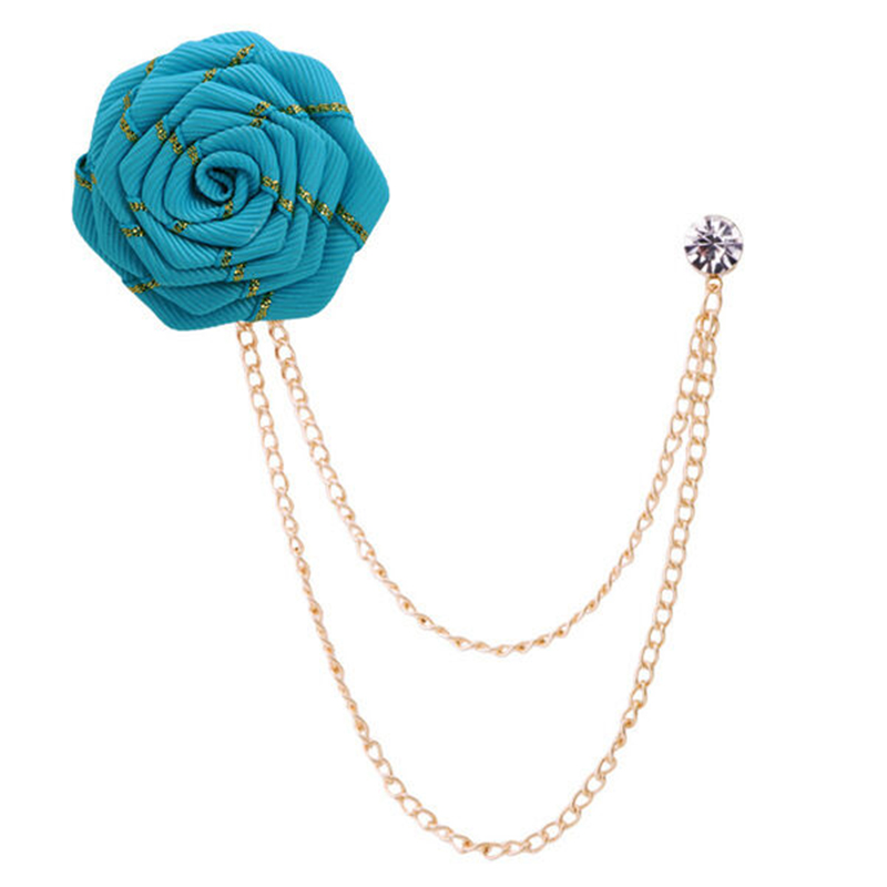 Picture of Flower Wedding Brooches Rose Flower Brooch Lapel Pin For Men's Suit Accessories (Lake Blue)