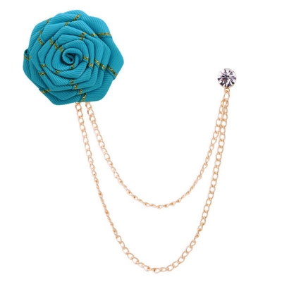Picture of Flower Wedding Brooches Rose Flower Brooch Lapel Pin For Men's Suit Accessories (Lake Blue)