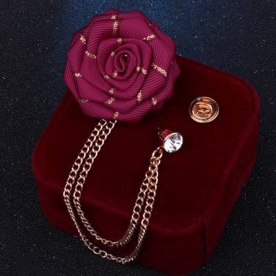 Picture of Flower Wedding Brooches Rose Flower Brooch Lapel Pin For Men's Suit Accessories (Magenta)