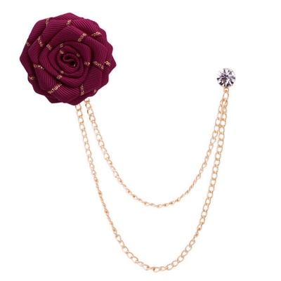 Picture of Flower Wedding Brooches Rose Flower Brooch Lapel Pin For Men's Suit Accessories (Magenta)