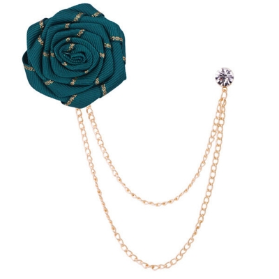 Picture of Flower Wedding Brooches Rose Flower Brooch Lapel Pin For Men's Suit Accessories (Emerald Green)