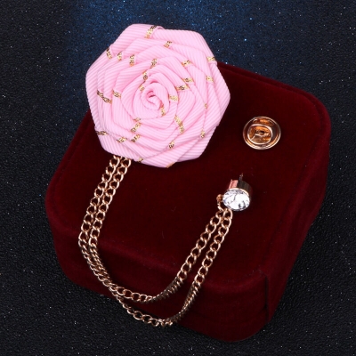 Picture of Flower Wedding Brooches Rose Flower Brooch Lapel Pin For Men's Suit Accessories (Pink)