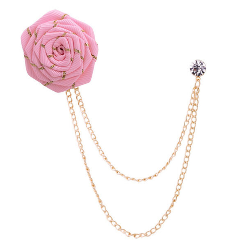 Picture of Flower Wedding Brooches Rose Flower Brooch Lapel Pin For Men's Suit Accessories (Pink)