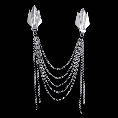 Picture of Tassel Multi Chain Brooch Badge For Men Suit Fashion Accessories (Silver)