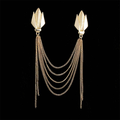 Picture of Tassel Multi Chain Brooch Badge For Men Suit Fashion Accessories (Gold)