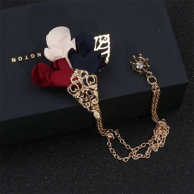 Picture of Flower Bouquet Chest Brooch Tassel Pin For Men Suit Fashion Accessories (Multicolor)