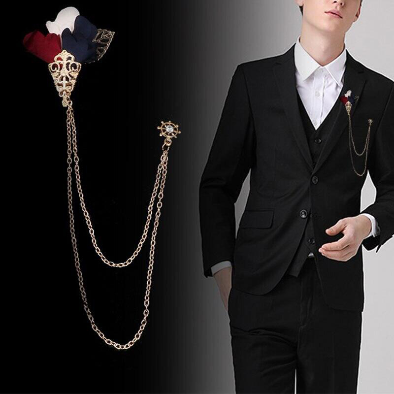 Picture of Flower Bouquet Chest Brooch Tassel Pin For Men Suit Fashion Accessories (Multicolor)