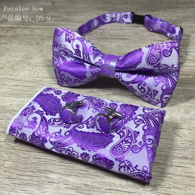 Picture of Floral Polyester Bow Tie 3p Set For Party, Wedding or Casual Occasion Fashion Accessories (Purple,Int: One size)