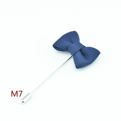 Picture of Bow Knot Lapel Pin Brooch With Matching Pocket Square For Men Fashion Accessories (Navy Blue)