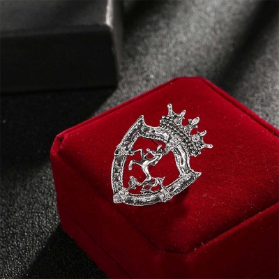 Picture of Small Crown Prancing Brooch for Men's Suit Corsage Horse Lapel Pin (Light Ash)