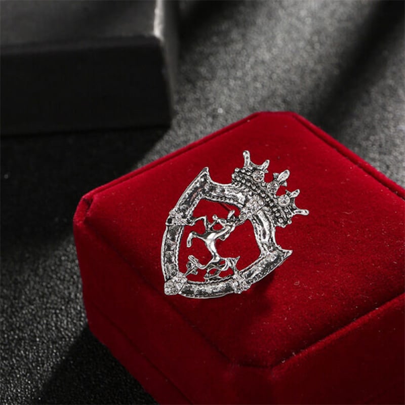 Picture of Small Crown Prancing Brooch for Men's Suit Corsage Horse Lapel Pin (Light Ash)
