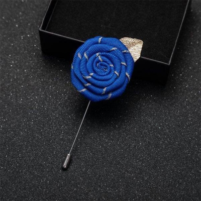 Picture of Handmade Rose Cloth Flower Corsage Pin – Suit & Dress Brooch for Men and Women (Sapphire)