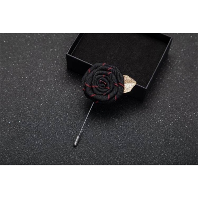 Picture of Handmade Rose Cloth Flower Corsage Pin – Suit & Dress Brooch for Men and Women (Black)