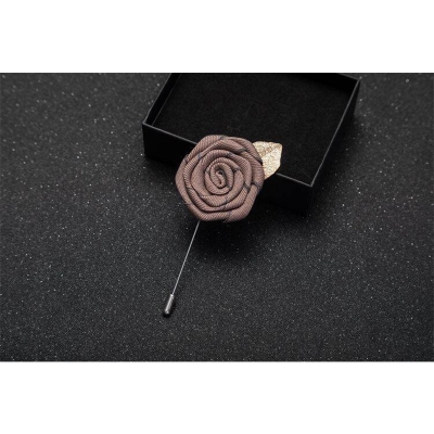 Picture of Handmade Rose Cloth Flower Corsage Pin – Suit & Dress Brooch for Men and Women (Coffee)