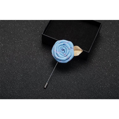 Picture of Handmade Rose Cloth Flower Corsage Pin – Suit & Dress Brooch for Men and Women (Light blue)