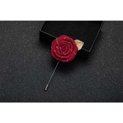 Picture of Handmade Rose Cloth Flower Corsage Pin – Suit & Dress Brooch for Men and Women (Maroon)