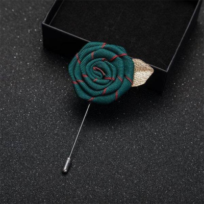 Picture of Handmade Rose Cloth Flower Corsage Pin – Suit & Dress Brooch for Men and Women (Dark Green)