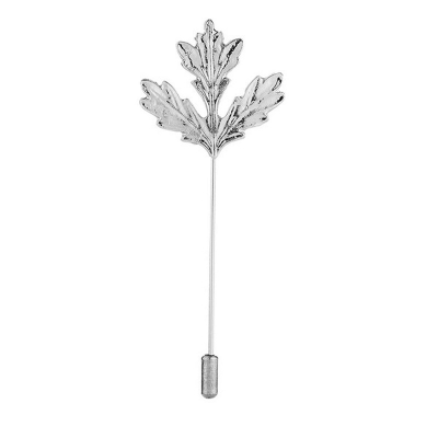 Picture of Maple Metal Leaf Lapel Pin Brooch For Men & Women Fashion Accessories (Silver)