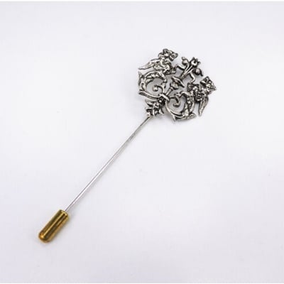 Picture of Double Lion Metal Suit Lapel Pin Brooch For Men & Women (1PS) (Silver)