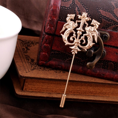 Picture of Double Lion Metal Suit Lapel Pin Brooch For Men & Women (1PS) (Golden)