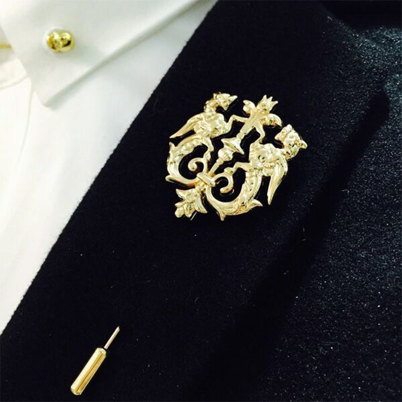 Picture of Double Lion Metal Suit Lapel Pin Brooch For Men & Women (1PS) (Golden)