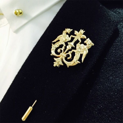 Picture of Double Lion Metal Suit Lapel Pin Brooch For Men & Women (1PS) (Golden)